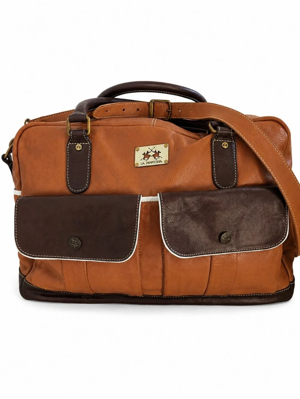 Vintage La Martina Argentina Leather Weekender Duffle Bag
